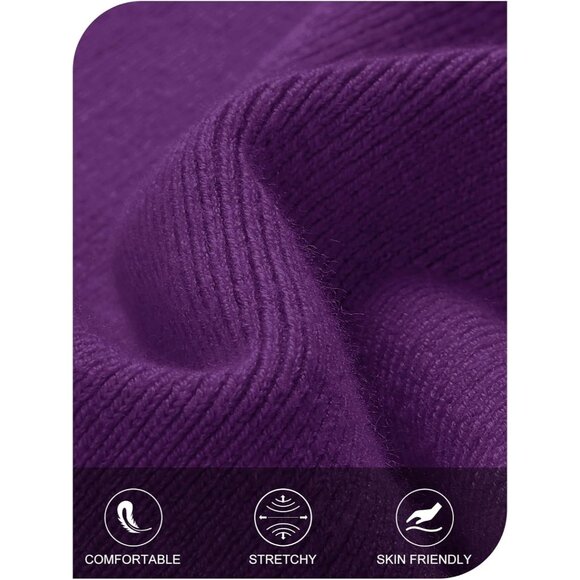 Merokeety Women's Darkpurple Off Shoulder Long Sleeve Elegant Bodycon Midi Dress - Picture 5 of 9